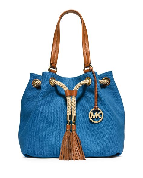 michael kors bag blue color|Michael Kors blue tote bag.